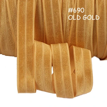 #690 oro Viejo doblar elástico rollo de cinta, de 15 mm de color claro enemigo para ropa interior, 50 metros por color para cada lote