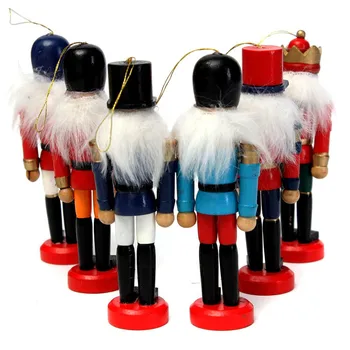 6Pcs Exquisito Colorido Cascanueces de Madera Artesanal para los Amigos de los Niños los Regalos de Navidad de la Oficina de la Casa de Decoración para el Hogar de la Pantalla