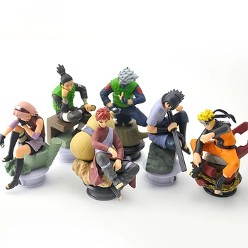 6pcs/Lot, de 9,5 cm de Naruto Ajedrez Figuras de Acción de Nueva Sasuke Shippuden Ninja Uzumaki Hinata Madara Kakashi Modelo de Juguete