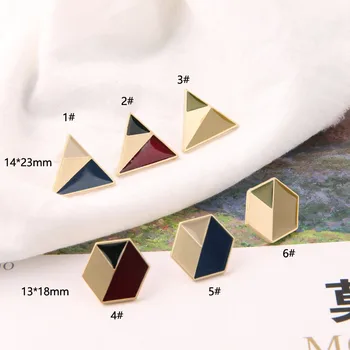 6pcs Oído aguja DIY Pendientes de Accesorios de la Joyería Material Colgantes Asiático de Oro de la Gota de Aceite de Costura Triángulo Hexágonos Retro