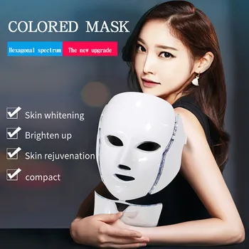 7 Colores de Luz LED de la Máscara Facial de la Terapia de Fotones de Tratamiento del Acné de la Cara en el Cuello de la Máscara Anti-Envejecimiento Cuidado de la Piel de Dispositivo de Enchufe para el reino unido