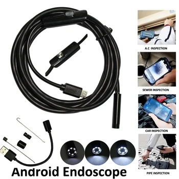 7 mm 1M 2M de 3.5 M 5M Teléfono Android de Inspección de la lente de la Cámara Endoscopio inspección de la Tubería de la prenda Impermeable IP68 480P HD micro USB de la Serpiente de la Cámara