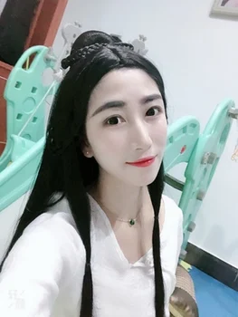 70cm princesa cotillón china antigua cabello cosplay negro vintage de cabello para niños y pequeños enfrentan las mujeres de halloween cosplay