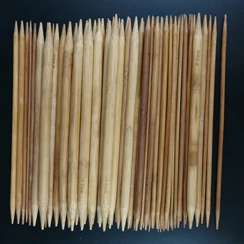 75pcs 15size 20 cm de Agujas de Tejer de Bambú Ganchos de Crochet Doble Punta Carbonizado Suéter de la Aguja de Tejer las Manualidades
