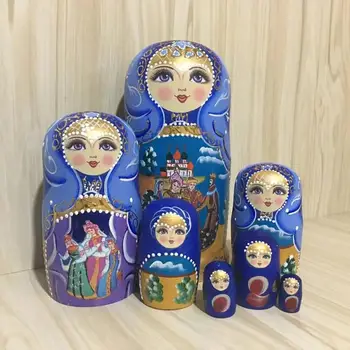 7pcs ruso de Anidación de Matryoshka Muñecas de las Niñas Basswood Pintada a Mano de la Decoración de Regalo