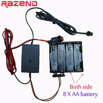 8 AA caja de la Batería de 12V Inversor cuadro de Controlador para 1m 3m 5m 10m 15m 20m flexible Resplandor EL Cable de cinta led de neón