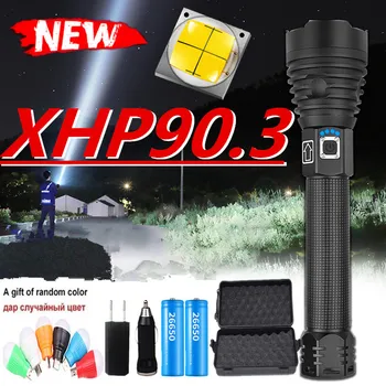 80000LM Super Potente Xlamp XHP90.2 XHP70 LED Linterna Antorcha LED USB Lámpara de Zoom Táctica de la Antorcha 18650 Batería 26650 batería Recargable de Battey