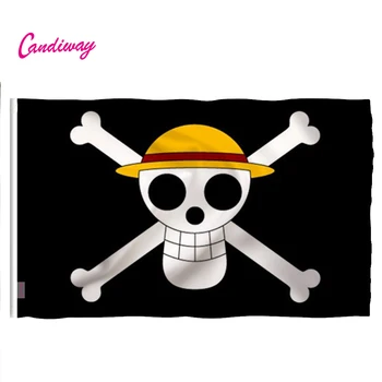 90*60CM Una Pieza piratas del sombrero de paja trompeta banner personalizado props COSPLAY de animación alrededor de mayoristas piratas bandera NN127
