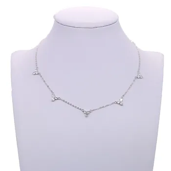 925 plata esterlina cz gargantilla de 2018 nuevo diseño de triángulo de tres AAA blanco cz encanto de la cadena de vínculo de mujeres con encanto de la joyería de la cadena