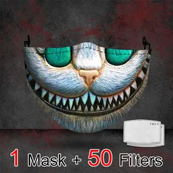 Adulto Anti del Polvo de Halloween Cosplay de la Máscara de la Impresión 3D de dibujos animados Divertidos de Algodón Máscara Festiva Parte Lavable Reutilizable Respirador en la Boca Cubierta