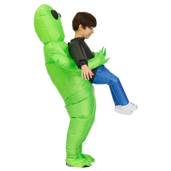 Adulto Extranjero Inflable Traje alienígena verde trajes de niños Gracioso Traje de Fiesta de disfraces unisex parte de cosplay del Traje de Halloween