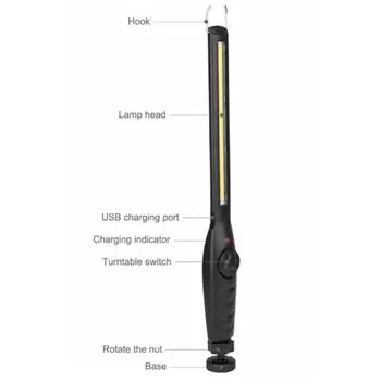 Ajustable de Coche USB Linterna Recargable de la MAZORCA de la Luz de Trabajo Portátil Magnético de Inspección de la Antorcha Lámpara para la Reparación de Coches Camping Lámpara