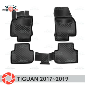 Alfombras de piso para Volkswagen Tiguan 2017~2019 tapetes antideslizante de poliuretano de tierra de protección interior de un coche estilo accesorios