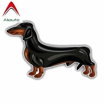 Aliauto Dachshund Perro de Raza Creativa Animal Pet PVC Mateial Impermeable etiqueta Engomada del Coche Reflexivo Decal Accesorios,17 cm*10cm