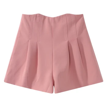 Alta cintura de la gasa sólido de las mujeres pantalones cortos de verano de 2020 nueva plisado Una línea de mini-sexy señora de la oficina elegantes pantalones cortos de calidad superior