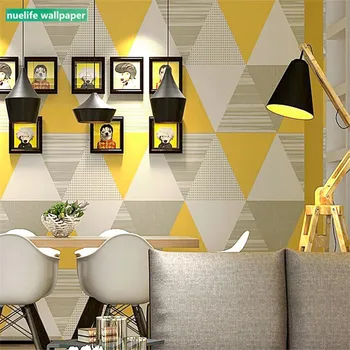 Amarillo azul negro minimalista geométricas enrejado de la plaza de patrón de papel tapiz de la habitación de los niños sala de estar dormitorio de TV de fondo fondo de pantalla