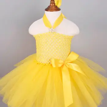 Amarillo Niña Esponjoso Tutu Vestido de Bebé de la Fiesta de Cumpleaños de Tul de Vestido de Bebé Niño de la Princesa Vestidos de Recién nacido-6T