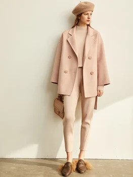 Amii minimalista coreano de la moda de tejer traje de la mujer nueva de la mitad de cuello alto suéter de punto suave pantalón 11940516