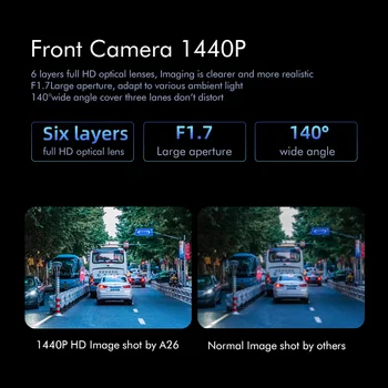 Anytek de 10 Pulgadas HD Streaming de lente Dual Dash Cam de la Visión Nocturna de Revertir la Vista Trasera 2K Grabación Continua de la Pantalla Táctil
