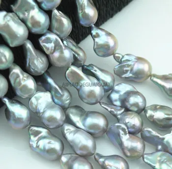 APDGG Genuino de agua Dulce Natural de 15-18 x 20-29 plata gris perla barroca hebras sueltas perlas de las mujeres de la señora de la joyería de BRICOLAJE
