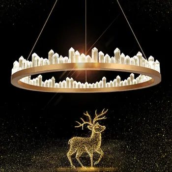 Araña de cristal moderno minimalista de lujo ambiente natural del anillo de la sala de la lámpara Nórdicos restaurante bar lámparas