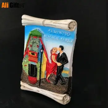 Argentino 3D, Imán de Nevera de la etiqueta Engomada de Tango de Recuerdo para Turistas, La Boka Buenos Aires Turismo Paisaje Imán del Refrigerador de los Accesorios