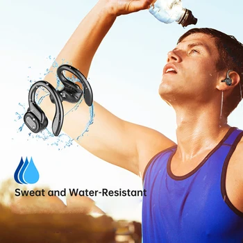 Arikasen Bluetooth de los auriculares de la TWS Bluetooth 5.0 verdadero inalámbrico de auriculares con gancho para la oreja de Carga del LED caso de micrófono auriculares deportivos