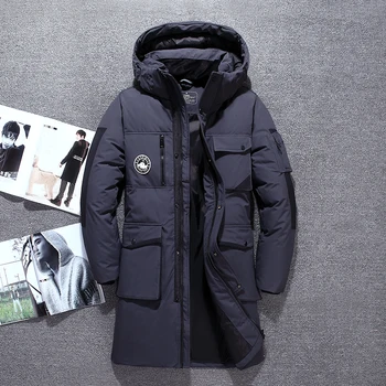 Asesmay 2019 hombres abajo chaqueta de abrigo de invierno largo hombres parkas con capucha espesar cálido calidad chaquetas multi-bolsillo de prendas de ropa de abrigo