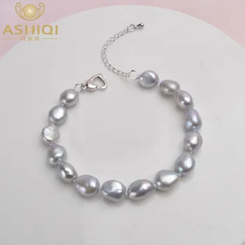 ASHIQI Genuino Natural Barroco Pulseras de Perlas Blancas de agua Dulce de la Perla de la Joyería de Regalo Para las Mujeres de la Moda de las Pulseras