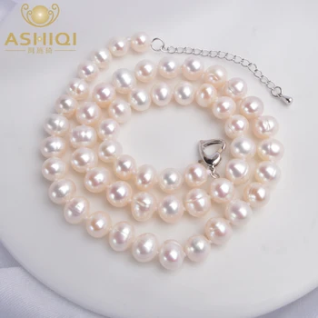 ASHIQI Real de agua Dulce Natural de la Perla gargantilla Blanca Cerca de Redondo de la Perla de la Joyería Regalos para Mujeres