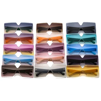 ASÍ&EI Moda de gran tamaño Cuadrado de Montura de Gafas de sol de las Mujeres Coloridas Gradiente de Una Pieza de Gafas Vintage de los Hombres Gafas de Sol de Tonos UV400