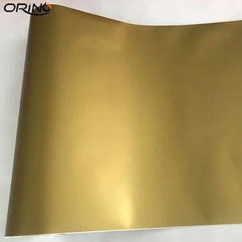 Auto-Adhesivo del PVC de Oro de Oro Mate Envoltura de Vinilo etiqueta Engomada del Coche Decal con Liberación de Aire DIY Estilo Coche de Envoltura de papel de Aluminio
