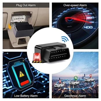 Auto OBD2 Plug & Play OBD del Coche de GPS del Perseguidor de GPS de Posicionamiento en tiempo real de Seguimiento de Enchufe de Salida de Alarma las Alarmas Múltiples Tamaño Compacto