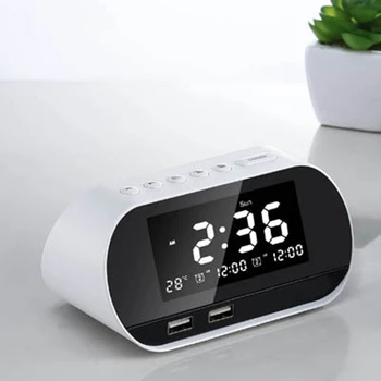 AYHF-Relojes de Alarma Para los Dormitorios, Led Digital Radio Reloj despertador Con Radio Fm, Dual Usb Puerto Para el Cargador, Regulador de Repetición de alarma de la Hora de Dormir