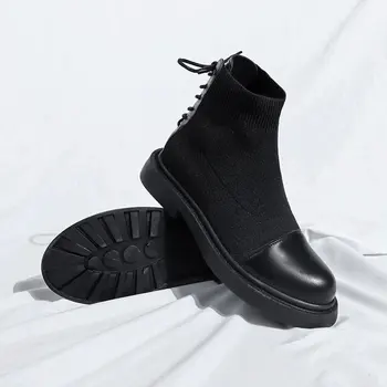 BALENC Plataforma Martens Botas de Mujer Zapatos de 2020 Nueva de Cuero Negro, Botas de Tobillo de las Mujeres Punk Zapatos de la parte Inferior de Botas De Mujer