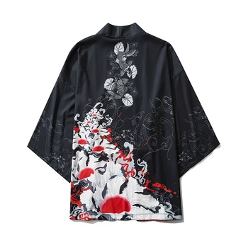 Bebovizi Demonio Japonés Kimono Hombres Chaqueta De La Camisa De Yukata Hombre Haori Obi Ropa Tradición Ropa Masculina China Bata Kimono