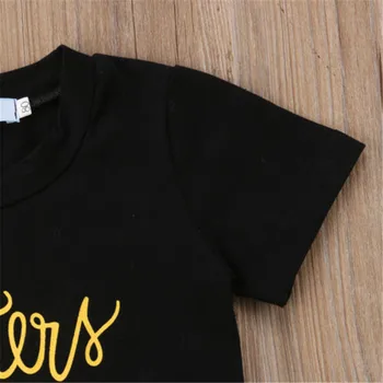 Bebé Chica Niño T-shirt Tops Y Lentejuelas de pantalones de Mezclilla Pantalones Ropa Trajes Lindo Moño Negro Ropa AU
