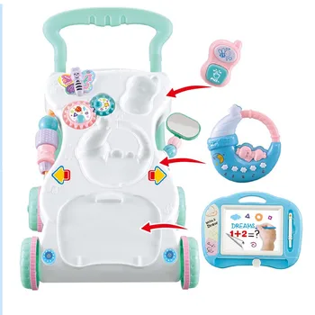 Bebé niño niño walker carro de la música walker velocidad ajustable anti vuelco cochecito de bebé de juguete