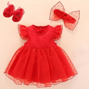 Bebé Vestido De Bautismo 2019 Rojo Nuevo Bebé Nacido De Las Niñas De Bebé Vestido De Vestidos De Bebe Blanco Vestido De Bautizo Para Niña 3 6 9 Meses