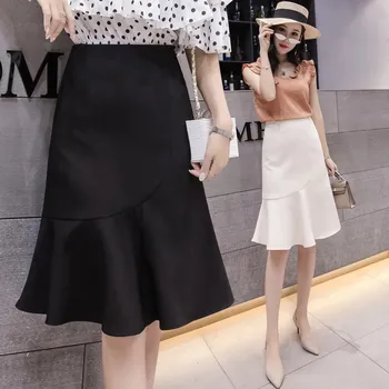 Bella filosofía 2020 verano de las Mujeres de Nueva Falda Sirena coreano Elegante Cintura Alta delgada Faldas de señora de la oficina de Longitud de la Rodilla Falda de Volantes