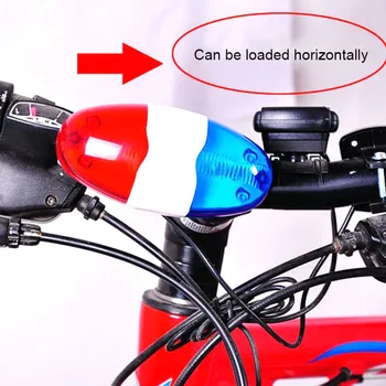 Bicicleta 6 de Parpadeo de LED de 4 Sonidos de la Policía de la Sirena de la Trompeta de Cuerno de la Campana de la Bicicleta Luz Trasera ASD88