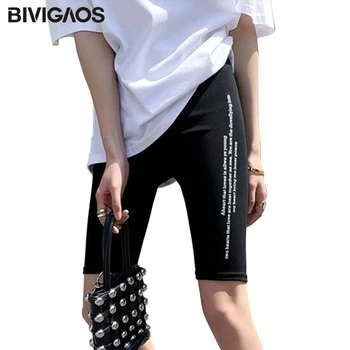 BIVIGAOS 2020 Verano de Ocio de Moda Impreso Corta de las Mujeres de la Carta Tramo Ciclista Cortos Delgado coreano de la Rodilla, pantalones Cortos de las Mujeres Más el Tamaño