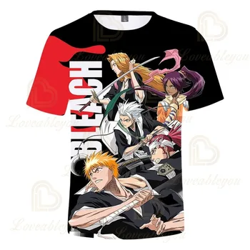 BLEACH Anime 3d Camiseta de los Hombres Camisas de Anime Camiseta de Verano Camisetas Casual T-Shirt para Hombre Cosplay Casual de Manga Corta Fresco Chicos t