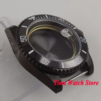 BLIGER 40mm PVD caja del reloj ajuste de ETA 2836 Miyota 8215 movimiento Negro bisel de cerámica de cristal de zafiro para la SUB reloj de los hombres C24