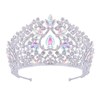 Bling Cristal Tiaras de Oro de diamantes de imitación de Color Concurso Coronas Barroco Diademas para las Mujeres Desinger de la Boda Accesorios para el Cabello FORSEVEN