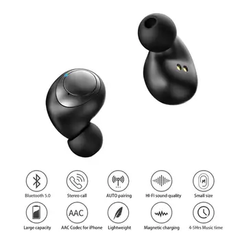 Bluetooth V5.0 Auriculares Auriculares Inalámbricos Con Micrófono de los Deportes de la prenda Impermeable de los Auriculares de Caja de Carga Para iOS, Android
