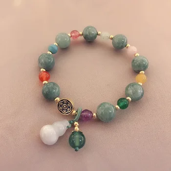 BOEYCJR Piedra Natural Calabaza Perlas de brazaletes y Pulseras hechas a Mano de la Joyería de Piedra de Yoga de la Energía de la Pulsera para las Mujeres