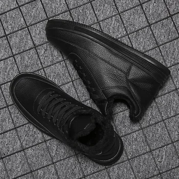 BomKinta Invierno Zapatos Casual Para Hombres Cómodo Felpa Keep Warm-up de Encaje Macho Adulto de Zapatillas de deporte de Alta Superior de Moda de Calzado Negro