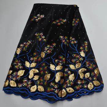Bordado de piedras secuencia de Nigeria terciopelo encaje telas brilla de alta calidad francesa de organza Africana de terciopelo, lentejuelas vestido de encaje