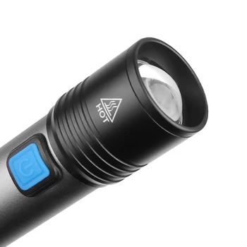 BORUiT Integrado en 1200mAh Recargable USB T6 LED Linterna Portátil de la Batería de litio Impermeable de la luz de Camping con Zoom Antorchas
